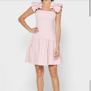elliatt forever blush pink ruched ruffle detail fit & flare girly mini dress new
